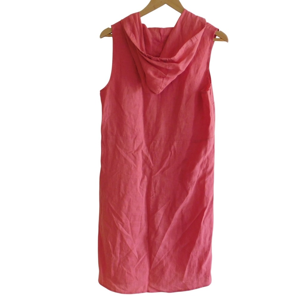 Flax Women's Linen Hooded Drawstring Sleeveless Pink‎ Tunic Dress Cover Up Small - Picture 4 of 4